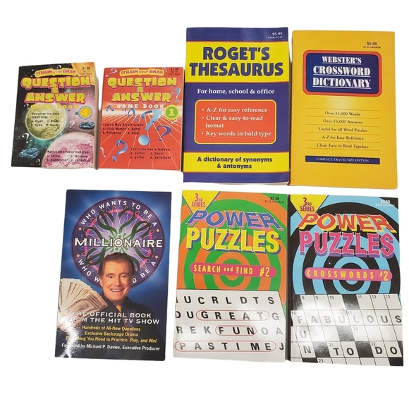 Other - Book Set  of 7: Crossword Puzzles, Thesaurus, Dictionary & Game Books